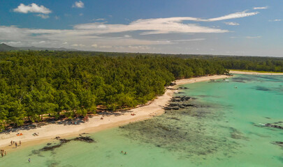Aerial view of Ile Aux Cerfs in Mauritius
