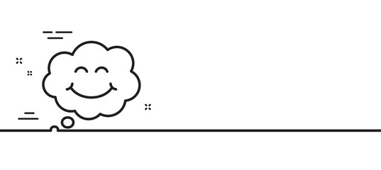 Smile line icon. Happy emoticon sign. Comic speech bubble symbol. Minimal line illustration background. Smile line icon pattern banner. White web template concept. Vector