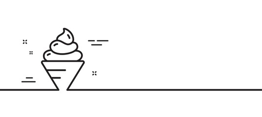 Ice cream line icon. Dessert food sign. Frozen gelato symbol. Minimal line illustration background. Ice cream line icon pattern banner. White web template concept. Vector