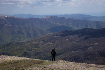 Man hiking to the highest peak in Serbia, Midzor,Stara planina