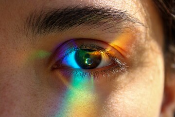 Close up rainbow eye