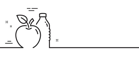 Apple line icon. Fruit, water bottle sign. Natural food symbol. Minimal line illustration background. Apple line icon pattern banner. White web template concept. Vector
