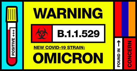 Armenia. Covid-19 New Strain Called Omicron. Found in Botswana and South Africa. Warning Sign with Positive Blood Test. Concern. B.1.1.529.