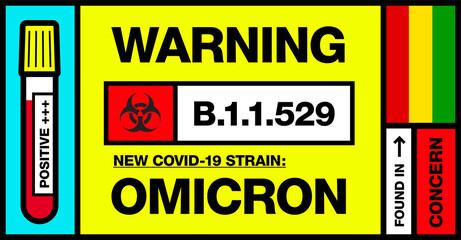 Bolivia. Covid-19 New Strain Called Omicron. Found in Botswana and South Africa. Warning Sign with Positive Blood Test. Concern. B.1.1.529.