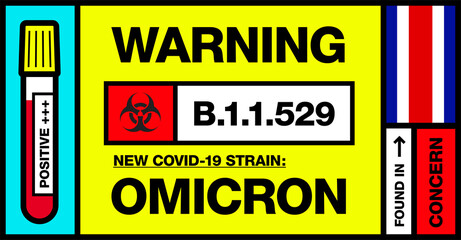 Costa Rica. Covid-19 New Strain Called Omicron. Found in Botswana and South Africa. Warning Sign with Positive Blood Test. Concern. B.1.1.529.