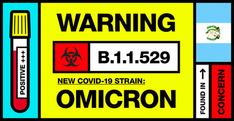 Guatemala. Covid-19 New Strain Called Omicron. Found in Botswana and South Africa. Warning Sign with Positive Blood Test. Concern. B.1.1.529.