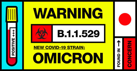 Japan. Covid-19 New Strain Called Omicron. Found in Botswana and South Africa. Warning Sign with Positive Blood Test. Concern. B.1.1.529.