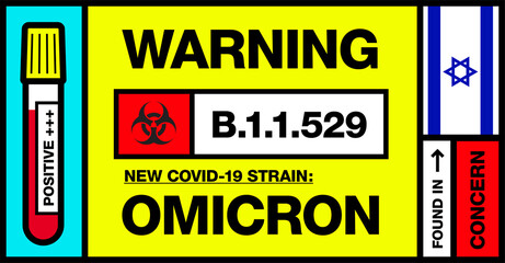 Israel. Covid-19 New Strain Called Omicron. Found in Botswana and South Africa. Warning Sign with Positive Blood Test. Concern. B.1.1.529.