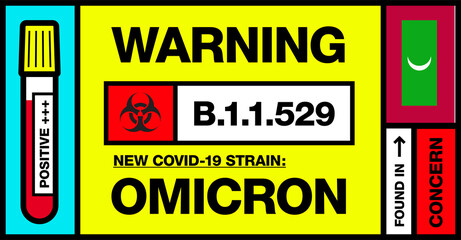Maldives. Covid-19 New Strain Called Omicron. Found in Botswana and South Africa. Warning Sign with Positive Blood Test. Concern. B.1.1.529.