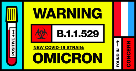 Luxembourg. Covid-19 New Strain Called Omicron. Found in Botswana and South Africa. Warning Sign with Positive Blood Test. Concern. B.1.1.529.