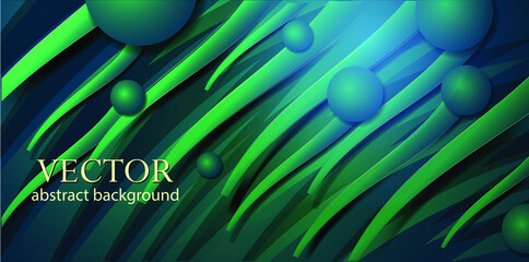 Abstract green 3d background with stylized leaves
