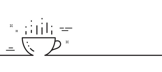 Coffee cup line icon. Hot cappuccino sign. Tea drink mug symbol. Minimal line illustration background. Coffee cup line icon pattern banner. White web template concept. Vector