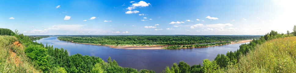 Fototapeta na wymiar panorama of the river on a sunny summer day