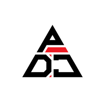 PDJ triangle letter logo design with triangle shape. PDJ triangle logo design monogram. PDJ triangle vector logo template with red color. PDJ triangular logo Simple, Elegant, and Luxurious Logo...