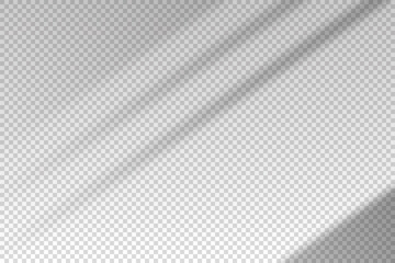 Shadow blinds. Light from window isolated on transparent background. Overlay effect. Shade jalousie. Reflected shadow on wall. Reflect sun from blind for design mockup. Reflecting lights. Vector