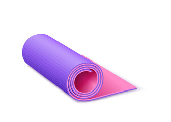 Realistic yoga mat. Sports equipment for exercise class. Rolled appliance for stretching