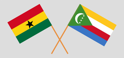 Crossed flags of Ghana and the Comoros. Official colors. Correct proportion
