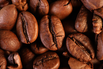 Coffee beans in closeup 