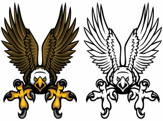 An American Bald Eagle Mascot is soaring to battle for victory. © Michael