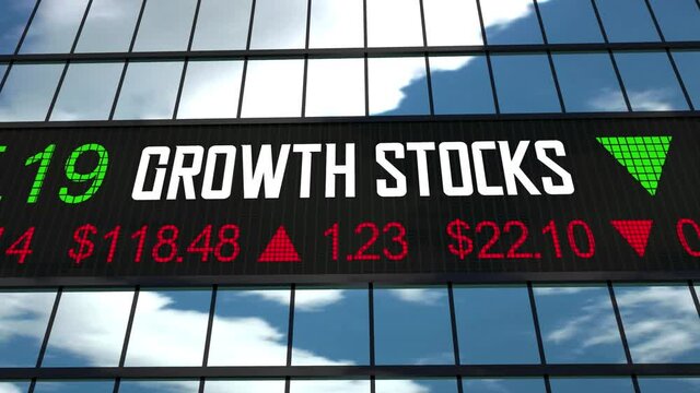 Growth Stocks Increase Value Best Company Shares Buy Opportunity 3d Animation