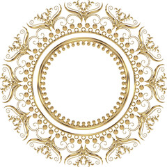 3D-image golden chrome central  ornament for ceiling decoration