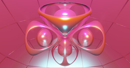 Render with a rounded abstract figure in purple pink color