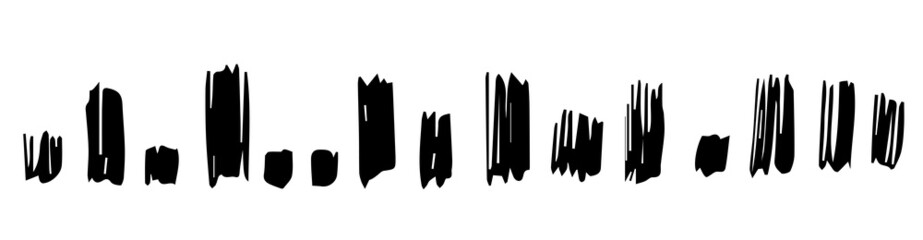 Strokes in the form of financial market markers. Stable performance of the company's shares. Vector hand drawing columns for the sales market.