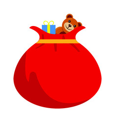 Santa sack icon. Santa Bag with Gifts. Vector illustration.