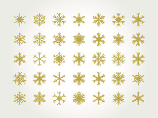 Snowflakes big set icons. Isolated Snowflake Collection. Flake crystal silhouette collection. Winter design elements. Happy new year, xmas, christmas. Snow, holiday, cold weather, frost. Vector.