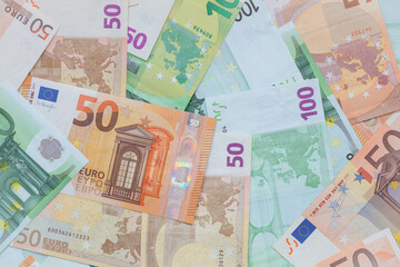 Closeup of  euro banknotes for design purpose