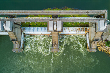 Overhead view of River Lock and Dam - Ohio River