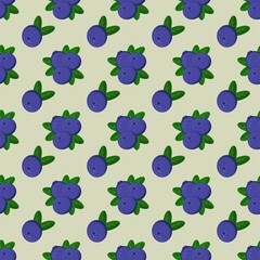 Seamless vector pattern of blueberries on a light background.For printing, wrapping paper,packaging