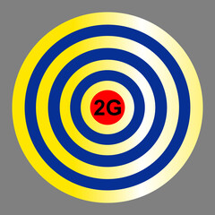 Gelb blaue Zielscheibe mit 2G im Zentrum