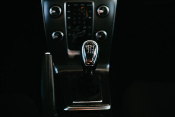 manual shift lever close up.