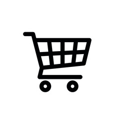Shopping cart icon. Supermarket shopping basket design. Food cart. Purchase symbol. Isolated vector image on white background. - obrazy, fototapety, plakaty