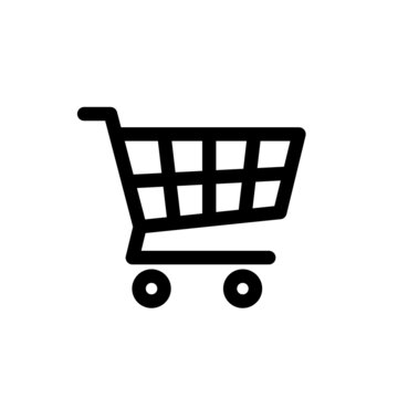 Shopping cart icon. Supermarket shopping basket design. Food cart. Purchase symbol. Isolated raster image on white background.