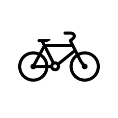 Bicycle sign. Bike outline icon. Cycle path designation. Abstract vector illustration. Isolated pictogram.