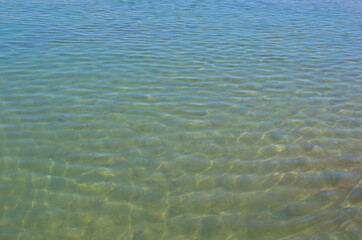 The surface of sea water near the shore as an abstract background. 