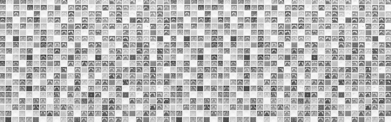 Panorama of Vintage white mosaic kitchen wall pattern and background seamless