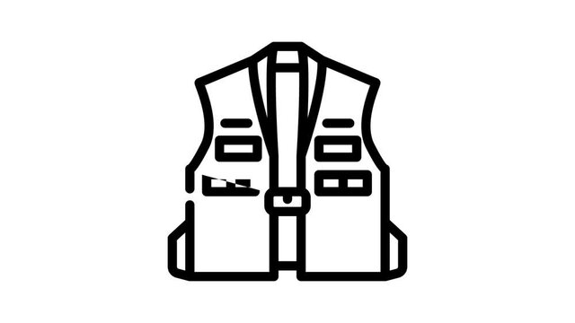 vest clothing animated line icon vest clothing sign. isolated on white background