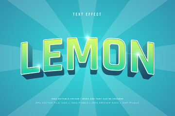 Lemon 3d text effect on tosca background