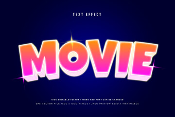 Fototapeta premium Movie 3d text effect on dark blue background