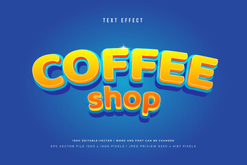 Coffee 3d text effect on blue background