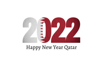 Happy New Year 2022 Qatar Flag