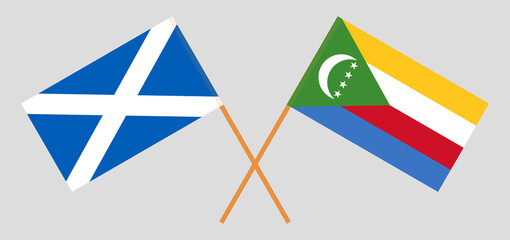 Crossed flags of Scotland and the Comoros. Official colors. Correct proportion
