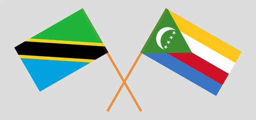Crossed flags of Tanzania and the Comoros. Official colors. Correct proportion