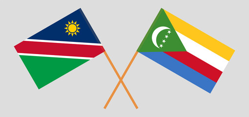 Crossed flags of Namibia and the Comoros. Official colors. Correct proportion