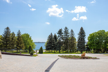 green lawns and flowers outside. Shato trubetskogo is an old place where to explore the most popular natural wines. The centrsl part in summer hot weather