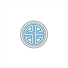 letter s e logo vector template line