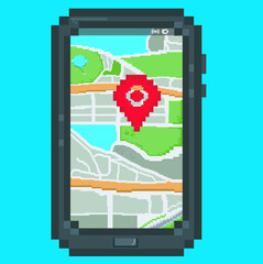 mobile,location tracking,delivery guide,pixelart,mobile location.